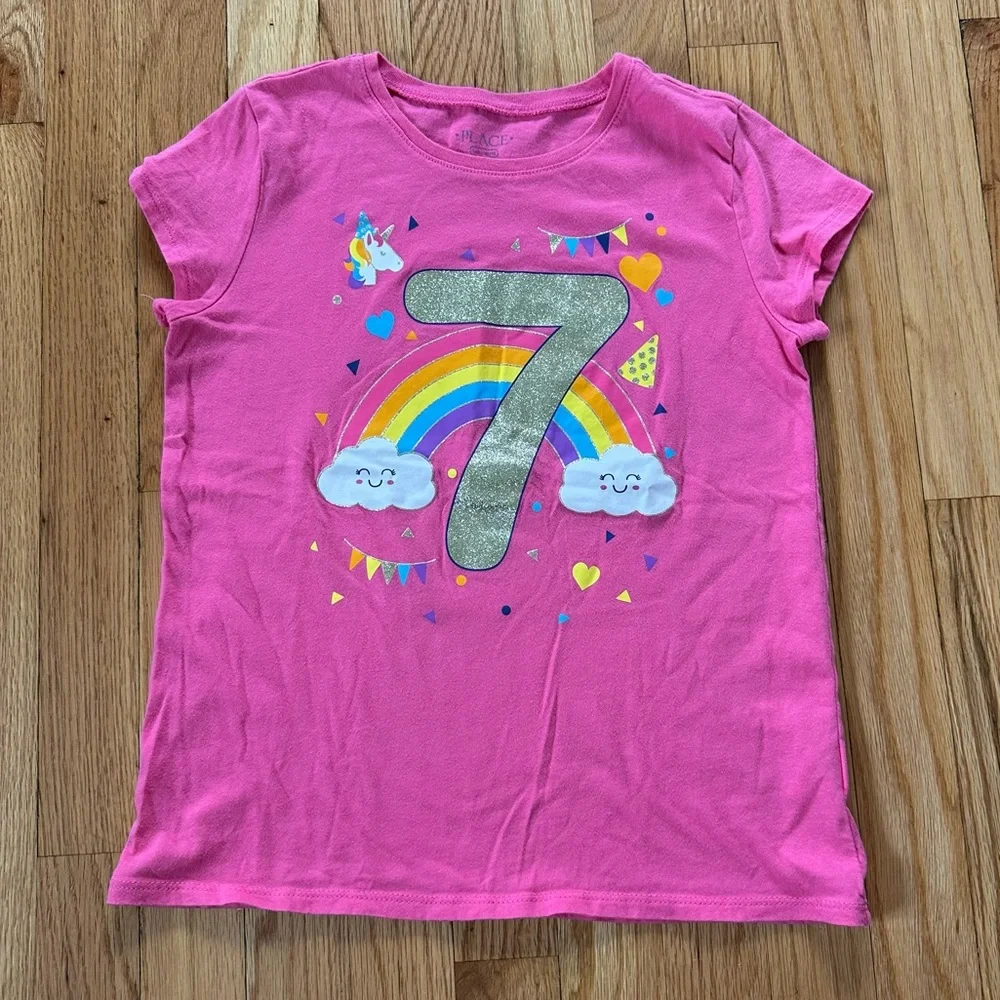 The Children’s Place Birthday Shirt “7” Girl Sz L 10/12